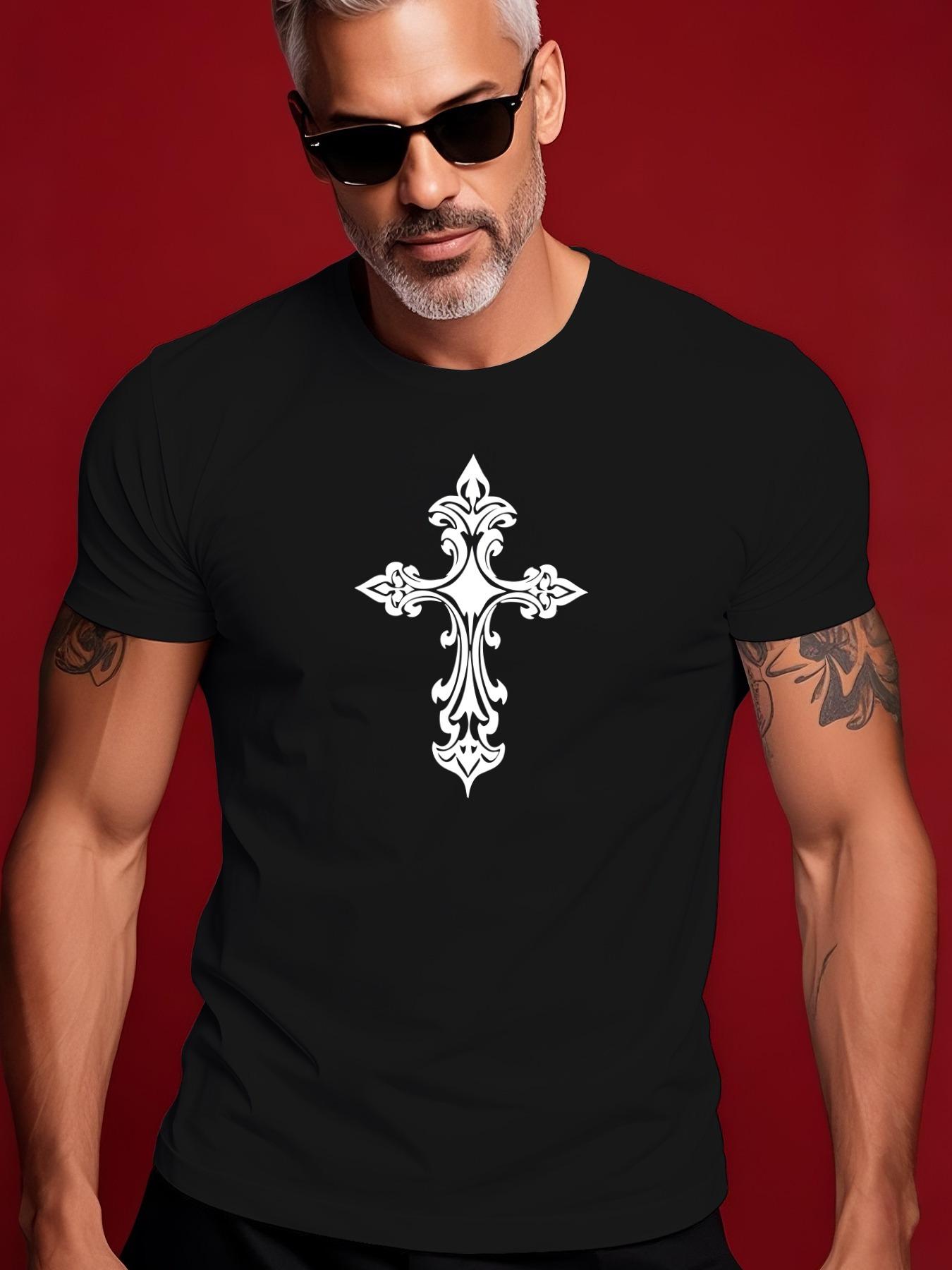 Cross-Themed Trendy Streetwear Summer Casual Round Neck S... S