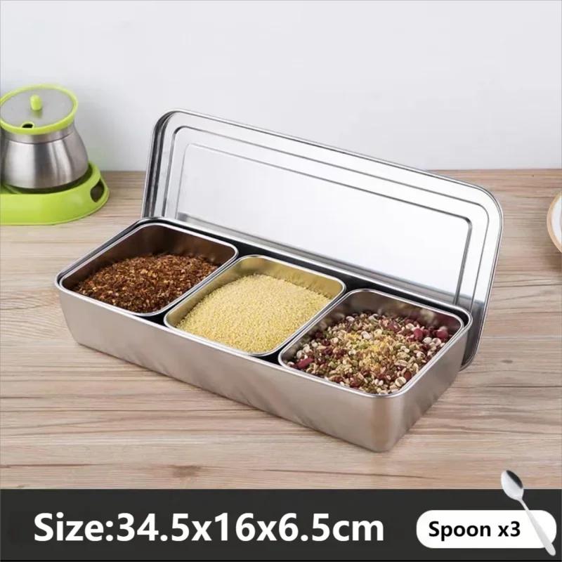 Edelstahl Gewürzbox Gewürz Salz Zucker Boxen mit Deckel Haushalt Küche Gewürz Aufbewahrungsbehälter Küchenzubehör