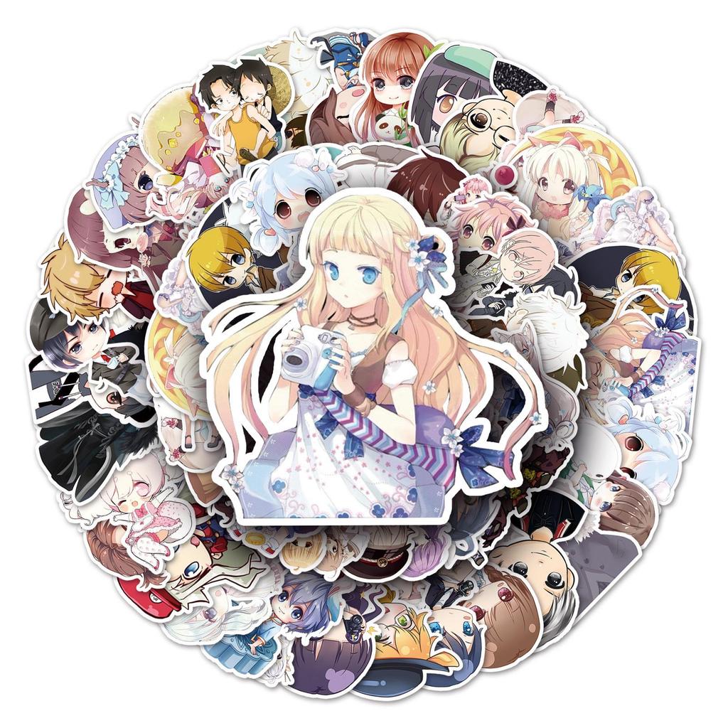 52-Piece Anime Character Sticker Set: Cute & Waterproof Cartoon Decals for Journals, Luggage, and Water Bottles