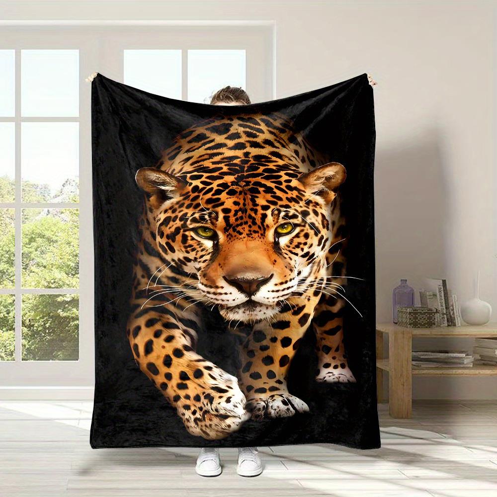 

Realistic leopard pattern Flannel printed blanket suitable for all seasons suitable for living room office sofa and travel 75x90cm