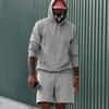 Men's Fleece Hoodie Shorts Two-piece Loose Solid Color Casual Sports Men's Suit