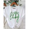 Patrick'S Day "Lucky" Alphabet Print Crew Neck T-Shirt, Casual Polyester Knit Fabric Tee