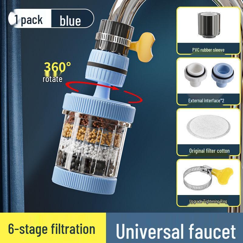 Six-Layer Detachable Water Faucet Filter & Anti-Splash Shower Head