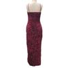 Women Evening Dress Shiny Sequin Deep V Neck Backless Sleeveless Adjustable Spaghetti Strap High Split