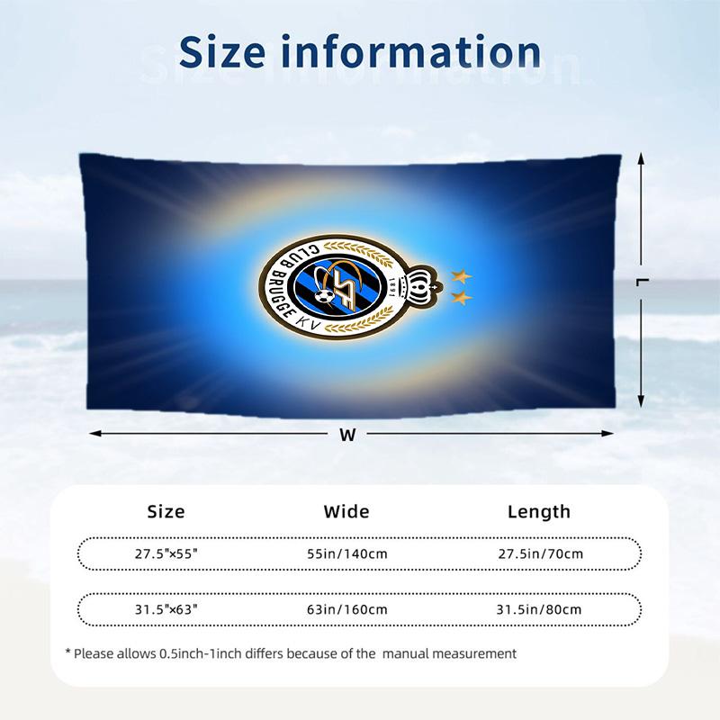 Club Brugge FC Print Quick Dry Beach Towel Microfiber Absorbent Portable Travel Swimming Towel