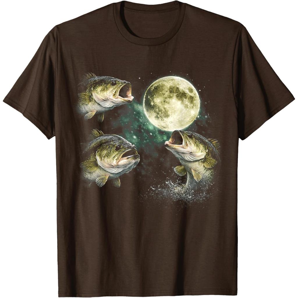 Bass Fish Howling To The Moon Vintage Angler FisherUnisex T-Shirt