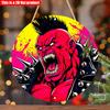 2D Flat 20*20cm1pc comic spiky monster design Hanging Art plaque, red and yellow bohemian style comic Wooden Pendant, Application to Boy Bedroom Party