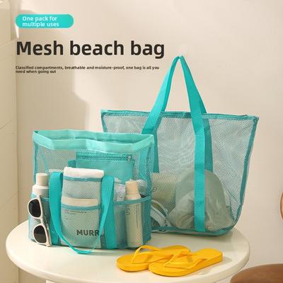 New Beach Bag with Large Capacity, Mesh Storage Bag for Clothes and Travel Items, Multifunctional Portable Swimming Bag