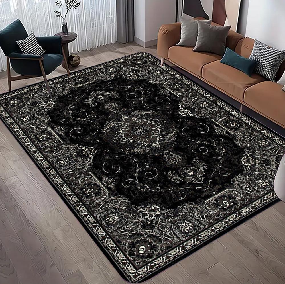 

Black Boho Carpet Luxurious and Stain-resistant Style Floor Mat for Bedroom Living Room Decor Non Slip Soft Area Rug 40x60cm