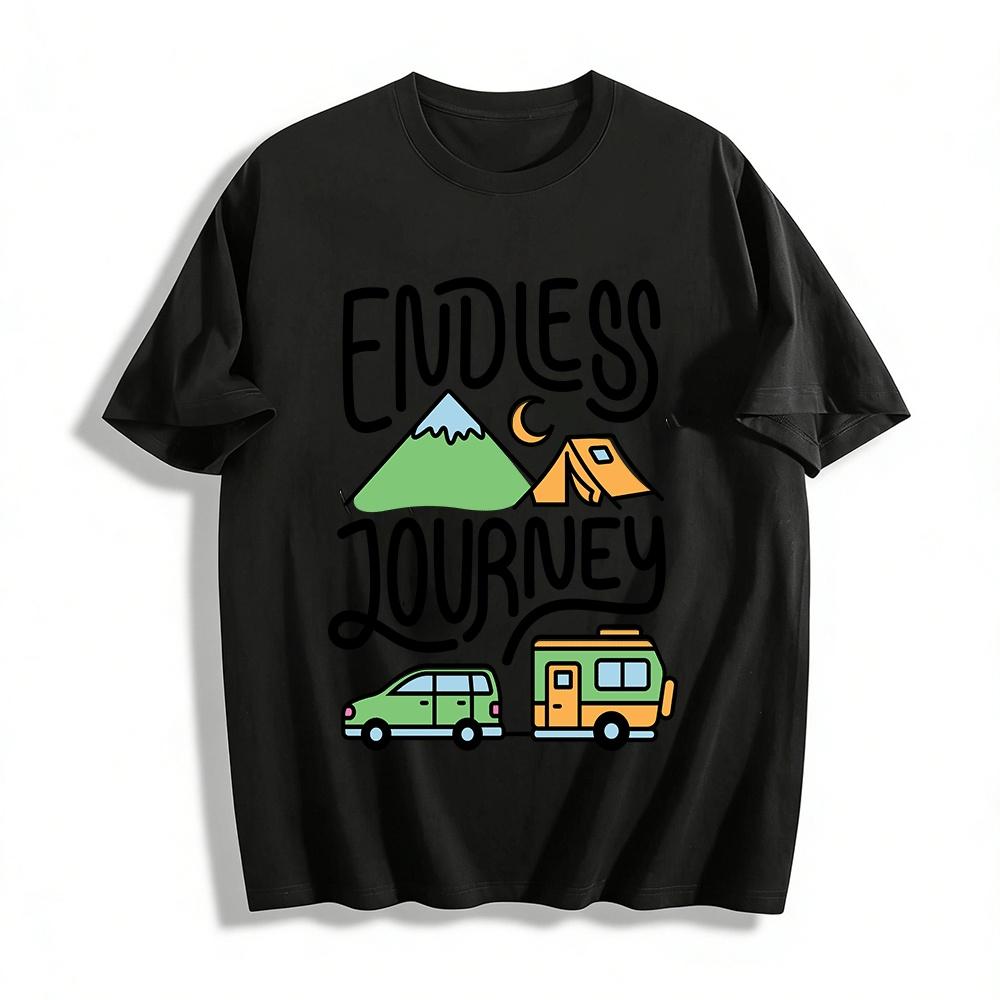 Endless Journey Camping Print Casual Outdoor T-Shirt Pure cotton T-shirt XXS
