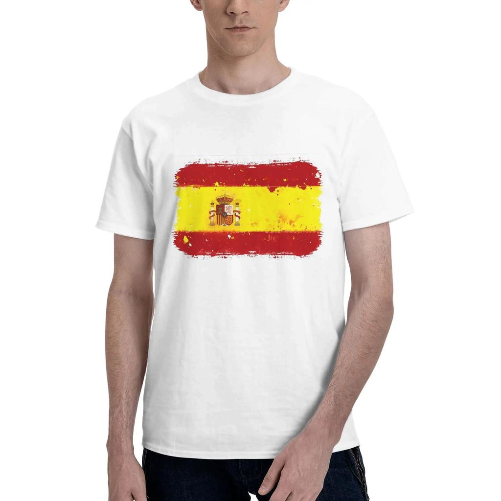 Spain Grunge Flag Men TShirt Plus Size T Shirts Mens Crew Neck Cotton Tees Short Summer Male