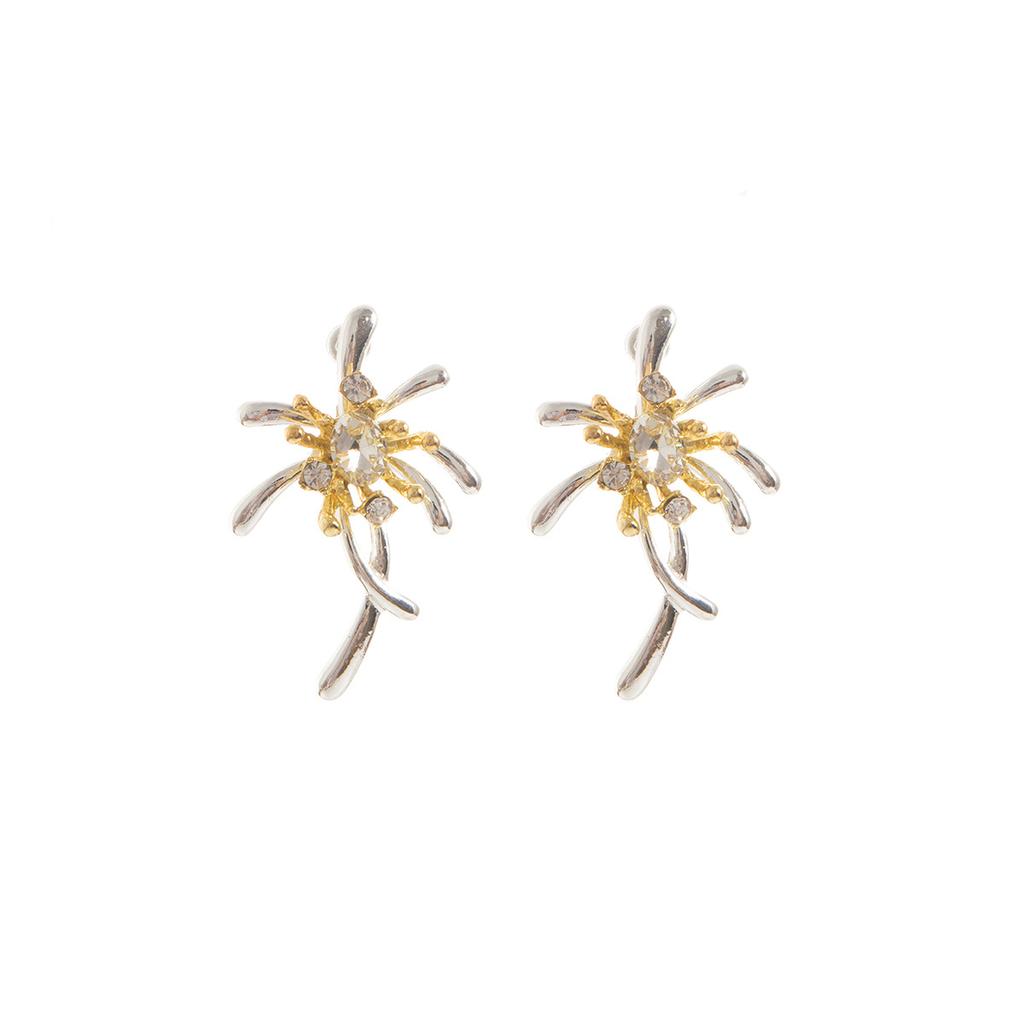 Diamond Fireworks Flowers Exaggerated Design Stud Earrings Fashion Niche Simple Cold Wind Temperament Earrings