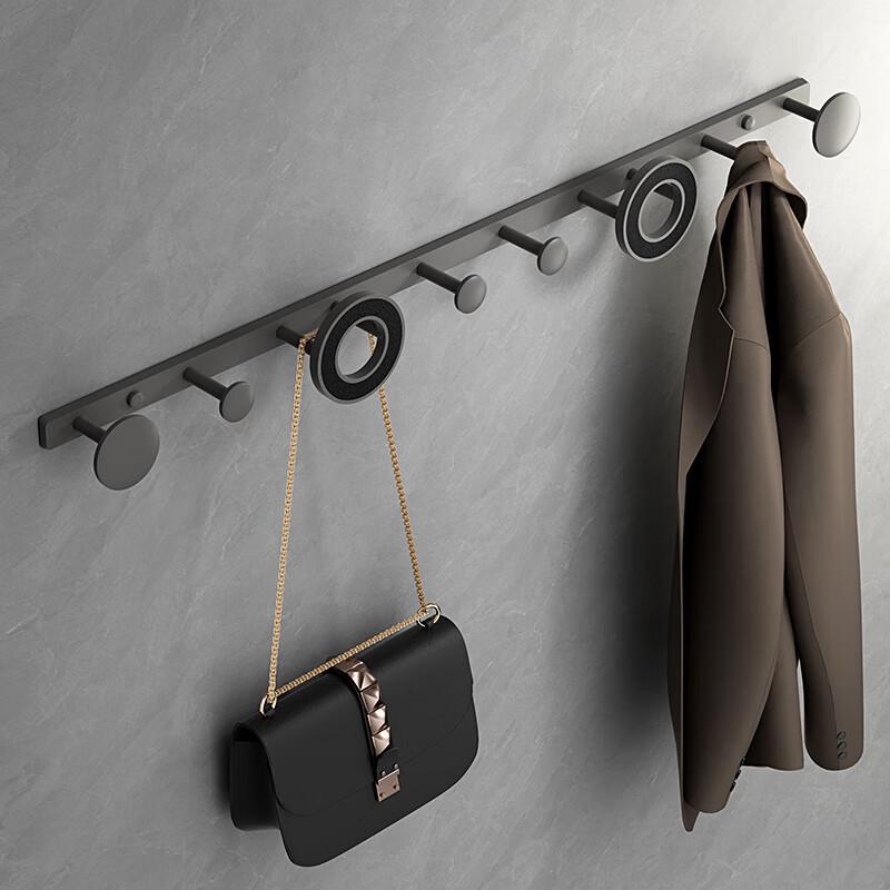 Wall-Mounted No-Punch Clothes Rack and Hooks for Bathroom, Entryway, Bedroom