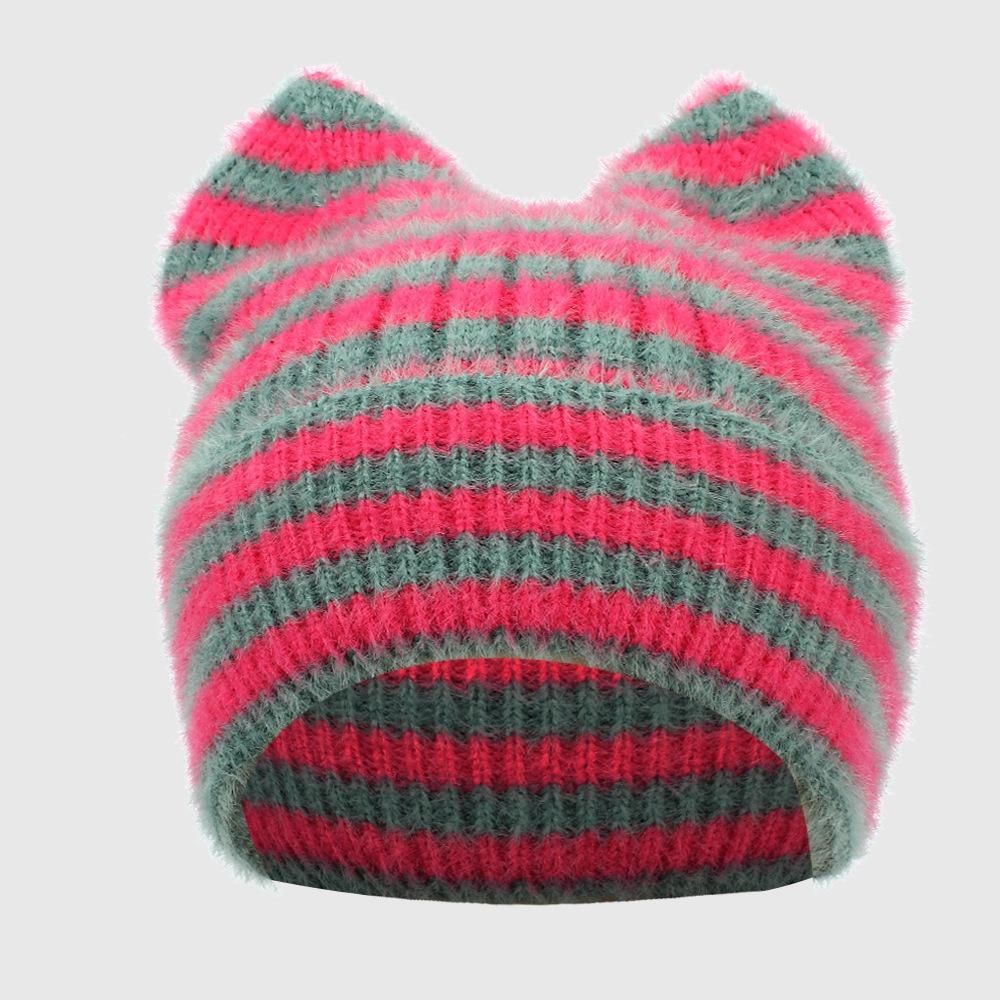 Winter Cat Ears Beanie Hat Soft Ear Protection Wool Cap Casual Wool Knitted Cap Outdoor Wear