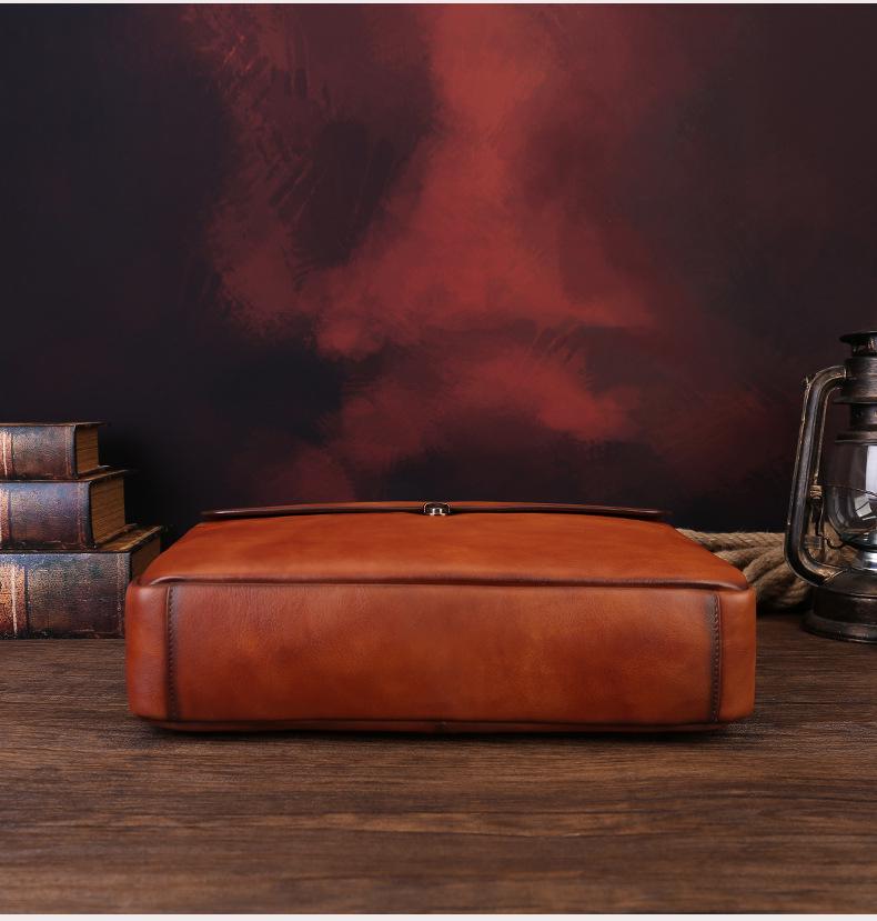 Men's Large Genuine Leather Briefcase: Business Casual Document & Laptop Bag