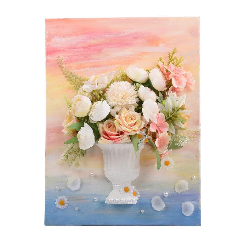 3D French Flower Arrangement DIY Kit: Monet’s Garden Oil Painting with Preserved Flowers & Plaster Ornaments - Ideal for Team Building Activities