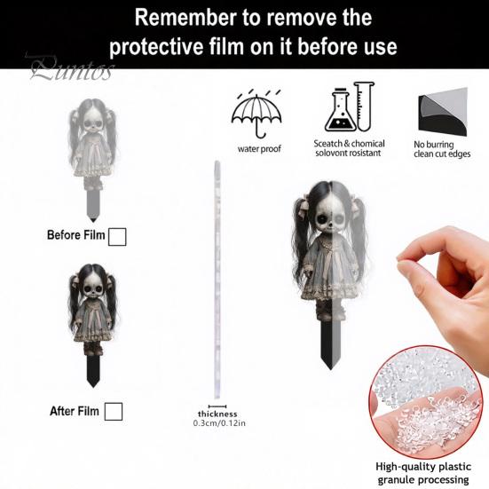 Weather Resistant Yard Decor Halloween Scarecrow Garden Stake, 2D Flat Creepy Zombie Ornament, Spooky Doll Horrifying Lawn Ornaments Decoration, Scary