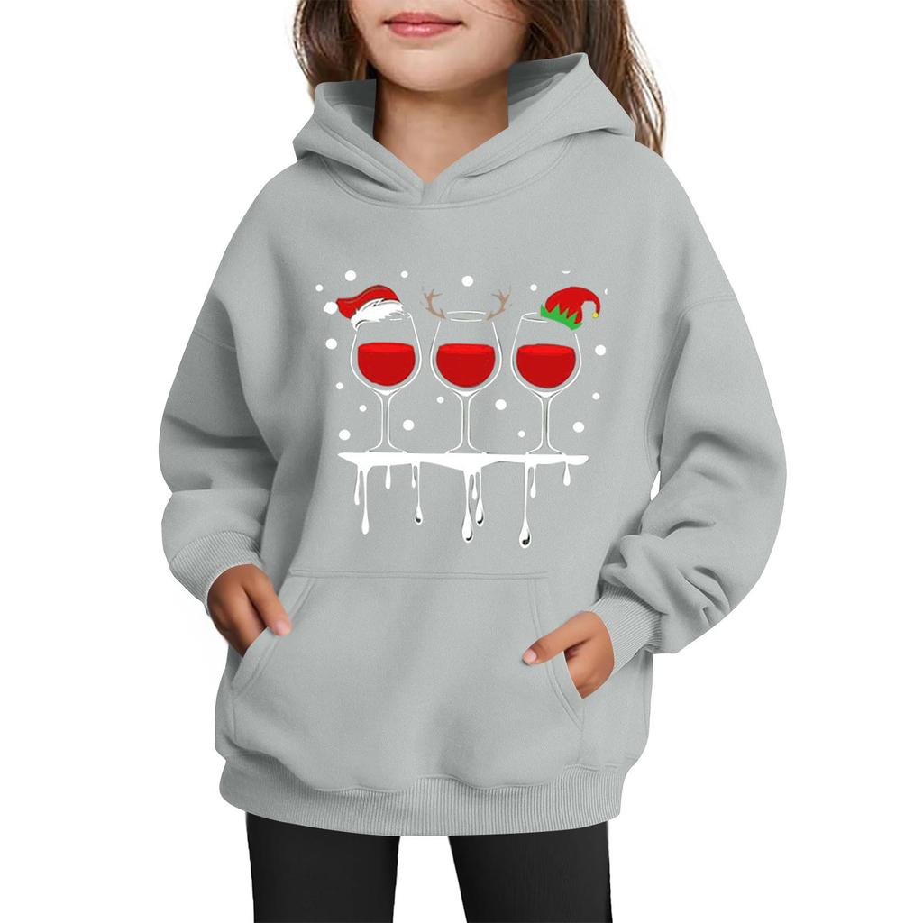 Gensere for tenåringsjenter Hettegensere Langermet Genser med snøring Søt trykket Oversized hettegenser Jul