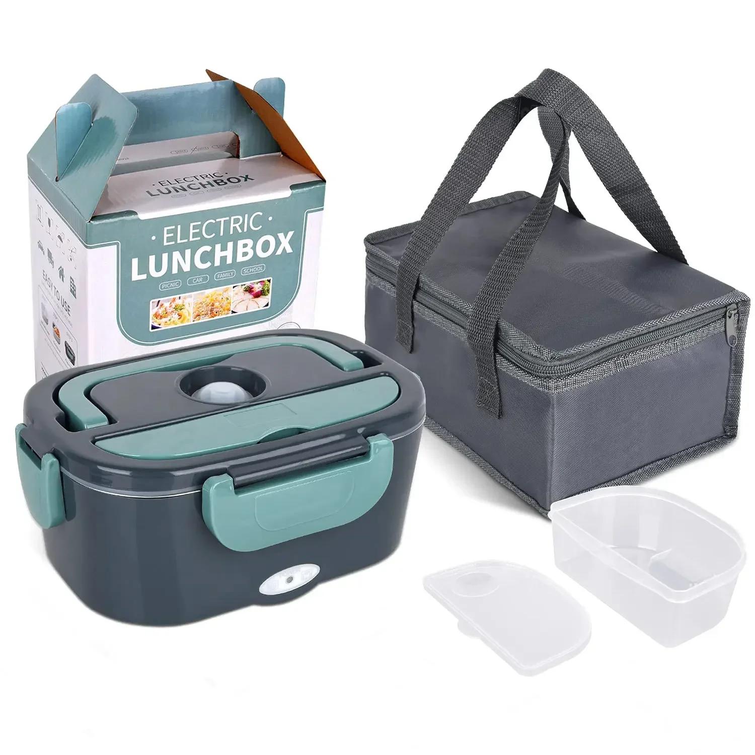 2-in-1 Elektrische Verwarmde Lunchbox Auto + Thuis 12V 220/110V Draagbare RVS Binnenbak Bento Lunchbox Voedselcontainer Bento Box us
