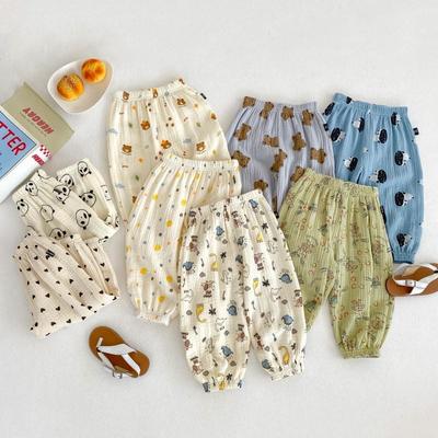 Pantalones Casuales Ligeros de Algodón y Lino a Prueba de Mosquitos para Niños Verano 2024 con Diseño Versátil de Pantalón de Farolillo con Puño