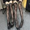 New Summer Breathable Lace Over Knee Socks Sweet Bowknot Floral Stockings Jk Thigh High Tights Black Gray Knee High Stockings
