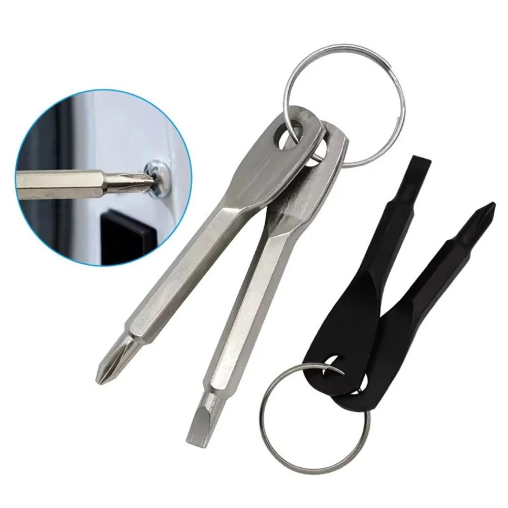 2pcs/1set New Camping Portable Screwdriver Outdoor Small Tools Cross and Square Combination