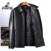 Fu Ting Men's Winter Goat Leather & Mulberry Silk Filled Turn-down Collar Jacket