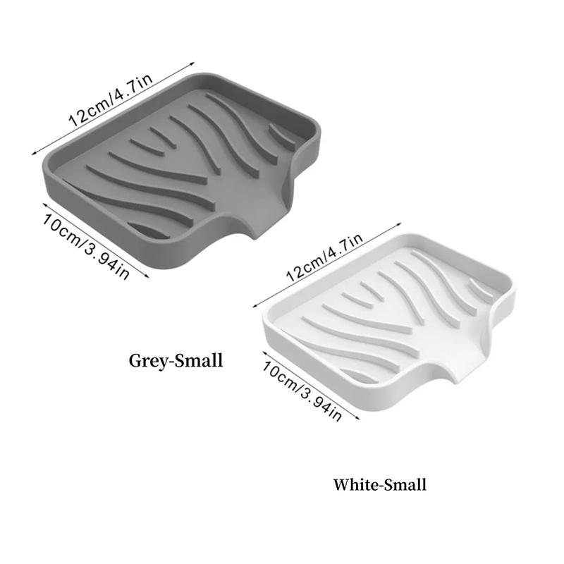 2PCS Silicone Sink Tray for Kitchen Organization - Non-Food Contact Soap Dish Holder with Drain Lip - Countertop Scrubber Drainer for Brushes