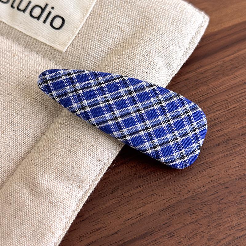 1pc Blue Denim Plaid BB Clip Fabric Barrettes Hair Clip Hairpins Fashion Bangs Side Clip Hairgrips Women Girls Hair Accessories