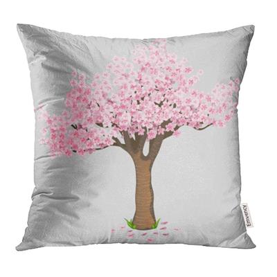 Oil Painting Cherry Blossoms Pillow Printed Pink Peach Flowers Cushion Cover