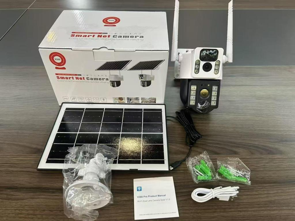 V380 Solar 4G 360° HD Dual Lens Camera with Full-Color Night Vision and Low Power Monitoring