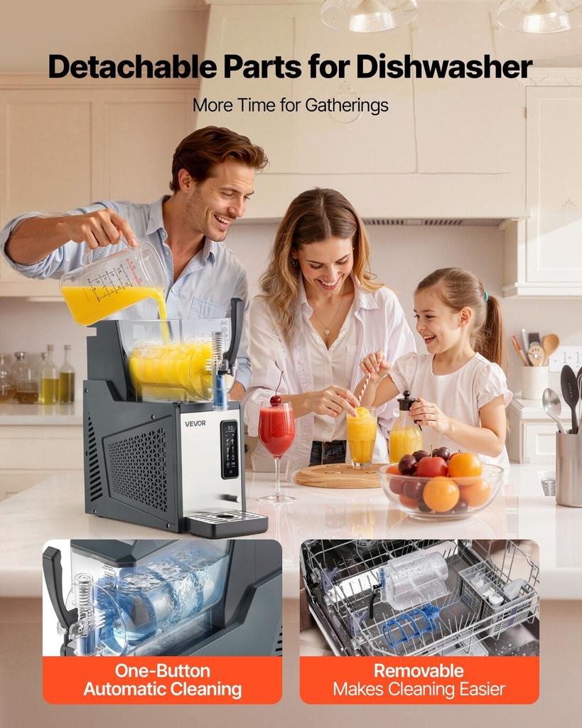 Slushie Machine, 4L/135oz No Ice Needed Slushy Machine for Home, Frozen Drink Maker with Single Tank, Margarita Machine with Self-Cleaning, for Frozen