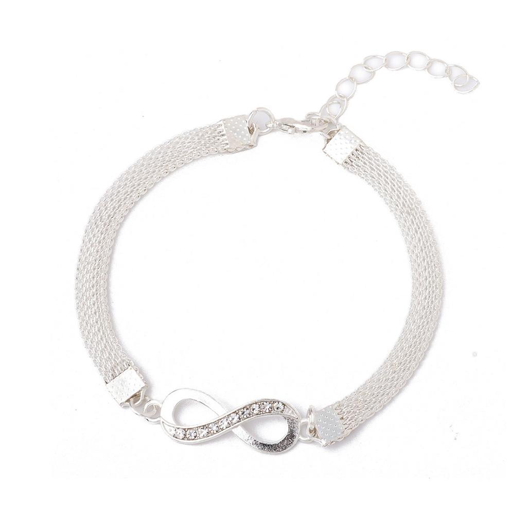 Fashion Rhinestone Lucky Figure 8 Infinity Symbol Anklet Exaggerated Personality Bright Foot Jewelry For Women