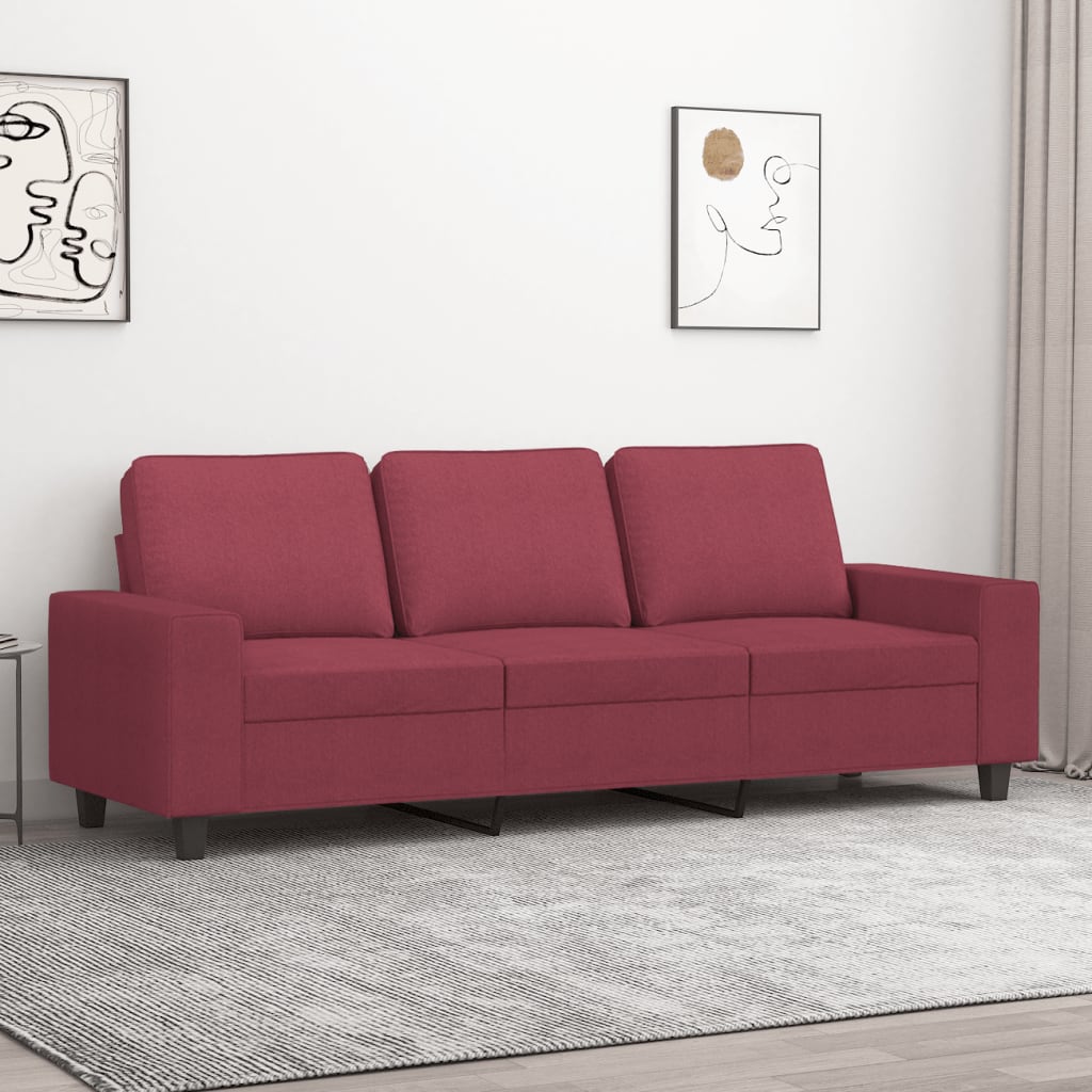 Vidaxl 3-Sitzer-Sofa, Weinrot, 180 cm, Mit Stoff bezogen