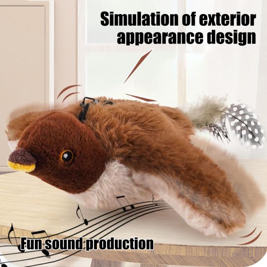 Flapping Bird Cat Toy Rechargeable Chirping Bird Cat Chasing Toy Interactive Plush Flying Bird for Indoor Cats Active Play Exercise Hunting Instincts