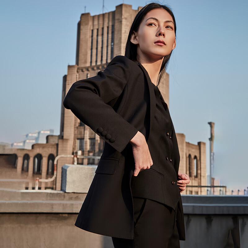 LadyS Elite Piano Black Peaked Lapel Business Suit Collection