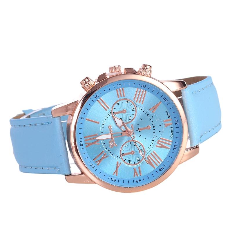 Stylish Women's Leather Strap Watch Geneva Quartz Watch With Fashionable Design