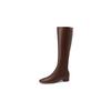 Krazing Pot Cuir Fendu Vache Automne Hiver Chaussures Talons Bas Bottes d'Équitation Bout Carré Garder au Chaud Fermeture Éclair Bottes Cuisse