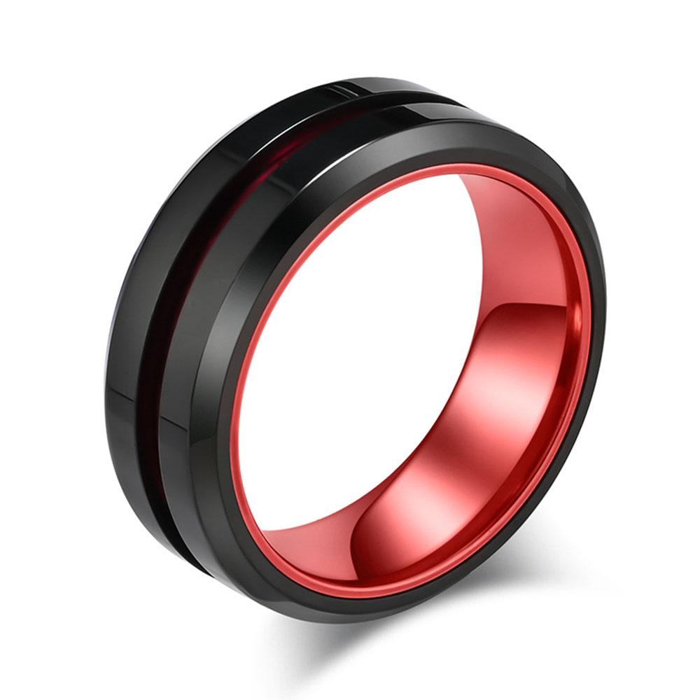 

European and American Aluminum Inlaid Stainless Steel Two-color Matte Ring Ring Men s Personality Simple Hand Jewelry 13