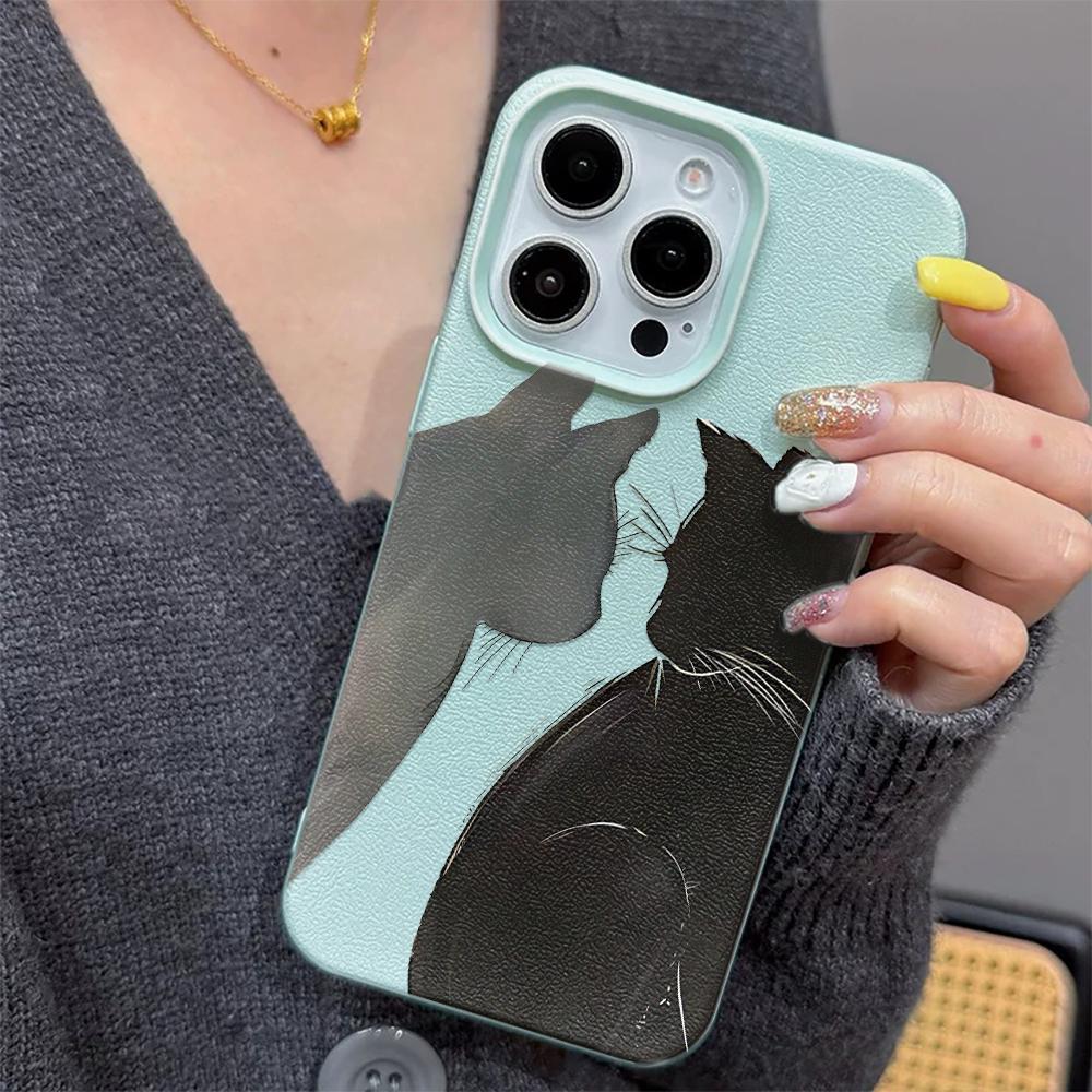 Couple Doodling Cats Phone Silicone Shockproof Case For IPhone 15 17 16 14 13 12 11 Pro Max 17 Air Phone Soft Protection Cover