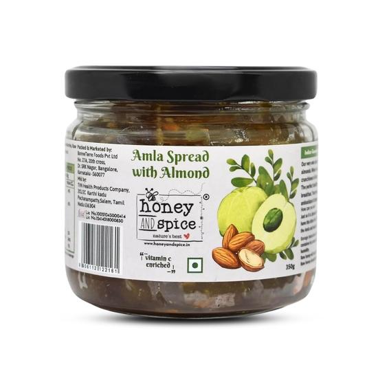 Honig und Gewürze - Amla-Aufstrich (Stachelbeermarmelade) mit Mandel (350g) | Indische Stachelbeeren, Mandeln und roher Honig | Reich an Vitamin C