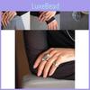 Elegant French Vintage Oval Transparent Water Drop Ring For Women Adjustable Design