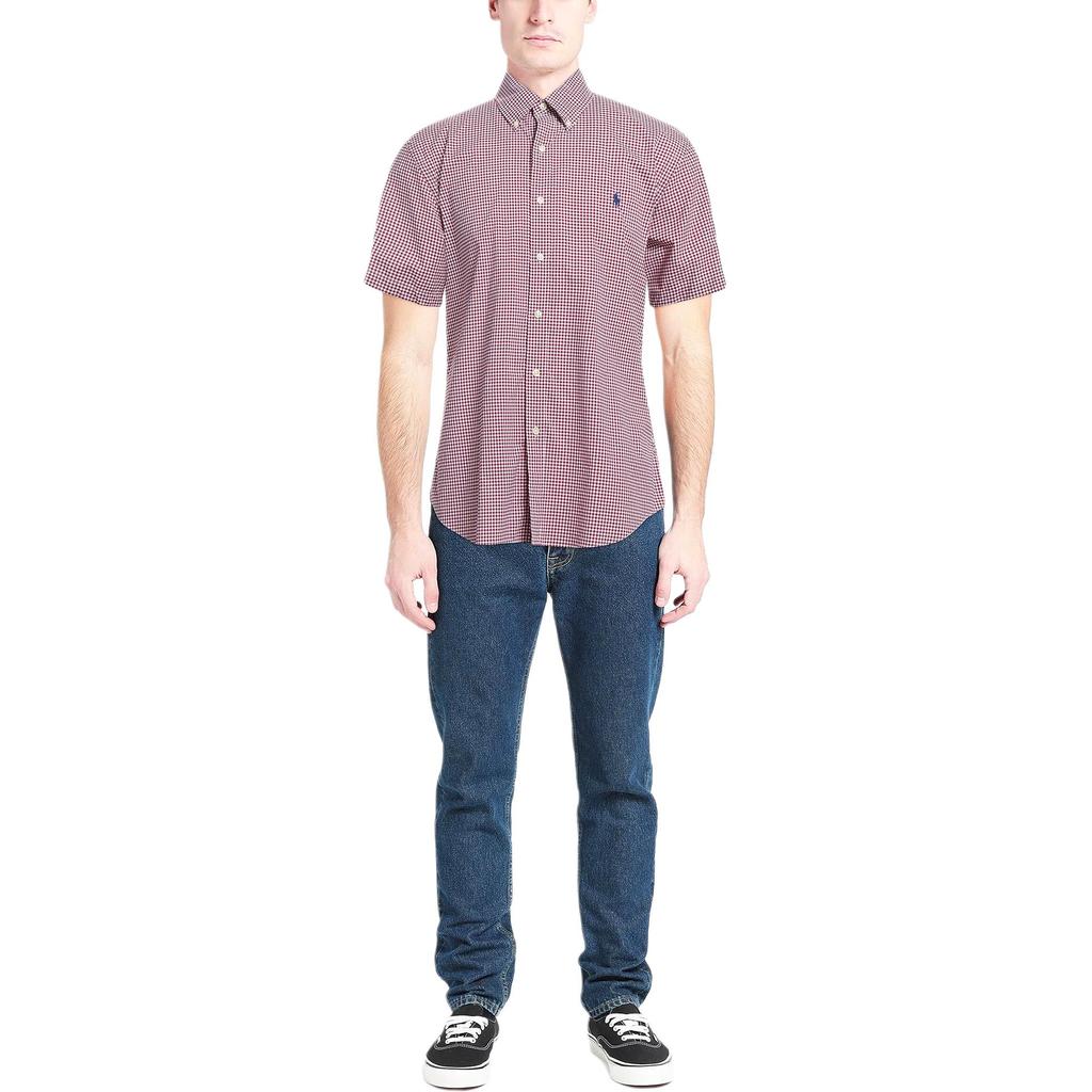 Polo Ralph Lauren SS25 Camicia a Maniche Corte a Quadretti Fini Ricamo Logo Cavallino Piccolo Uomo camicie 710764395-001
