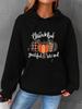 Women's Waffle Knit Hooded Sweatshirt with Kangaroo Pocket and Halloween Print - European Size