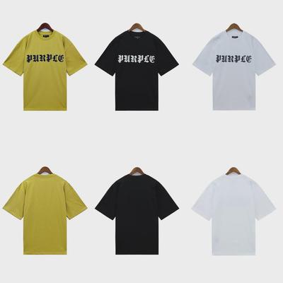 Purple Brand Gothic Text Trademark T-Shirt - American Short Sleeve Trendy European Style