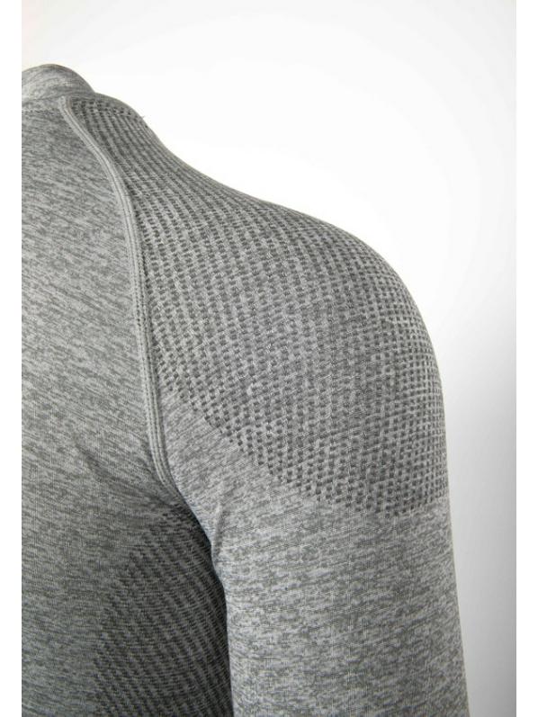 American Seamless Jacquard Muscle-Enhancing Long Sleeve Quick-Dry Slim Fit Round Neck Fitness Top