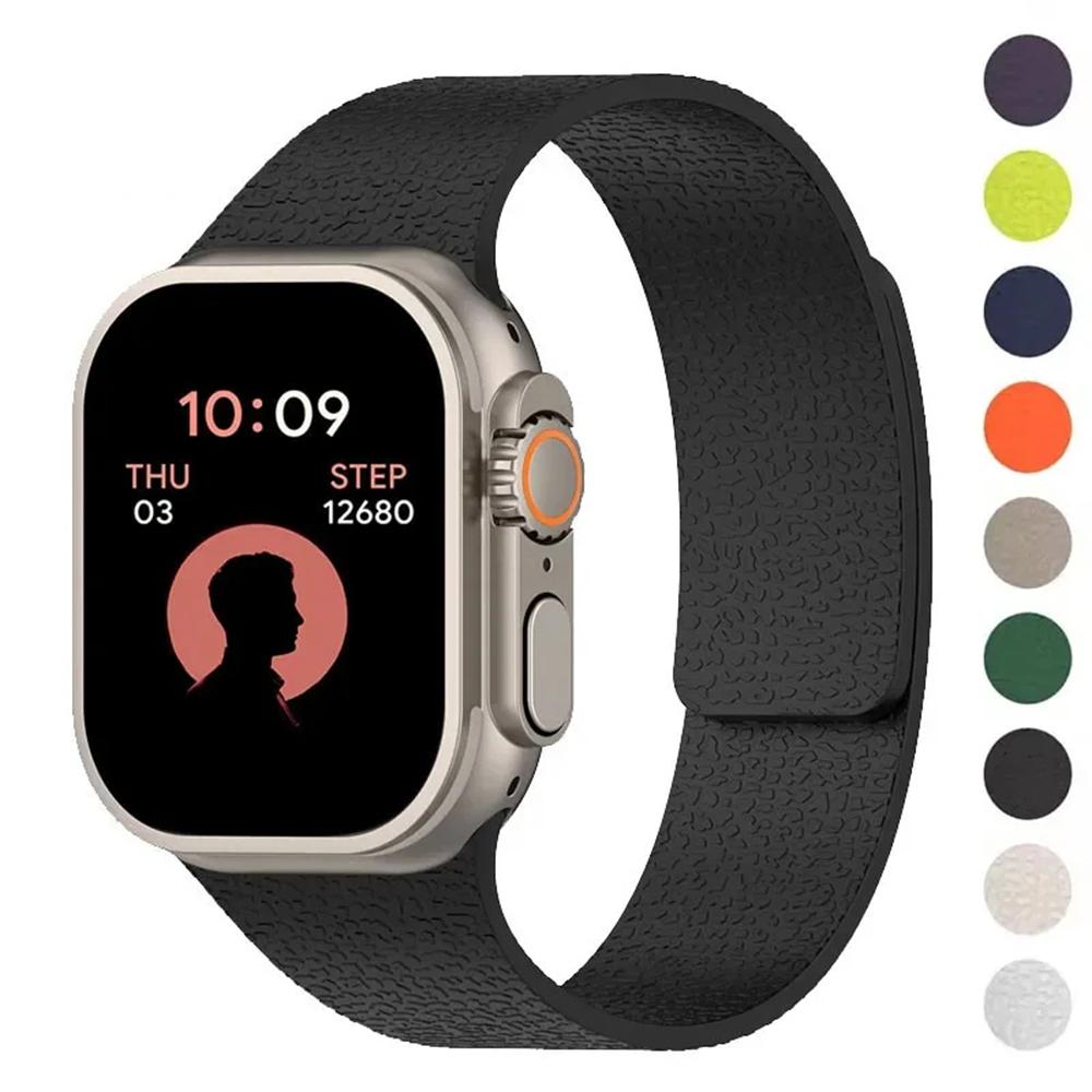 Pulseira Magnética de Luxo Para Pulseira Apple Watch S11 S10 49mm 44mm 45mm 46mm 42mm 40mm Pulseira de Silicone iWatch Ultra 3 2 Série 10 9 8 SE