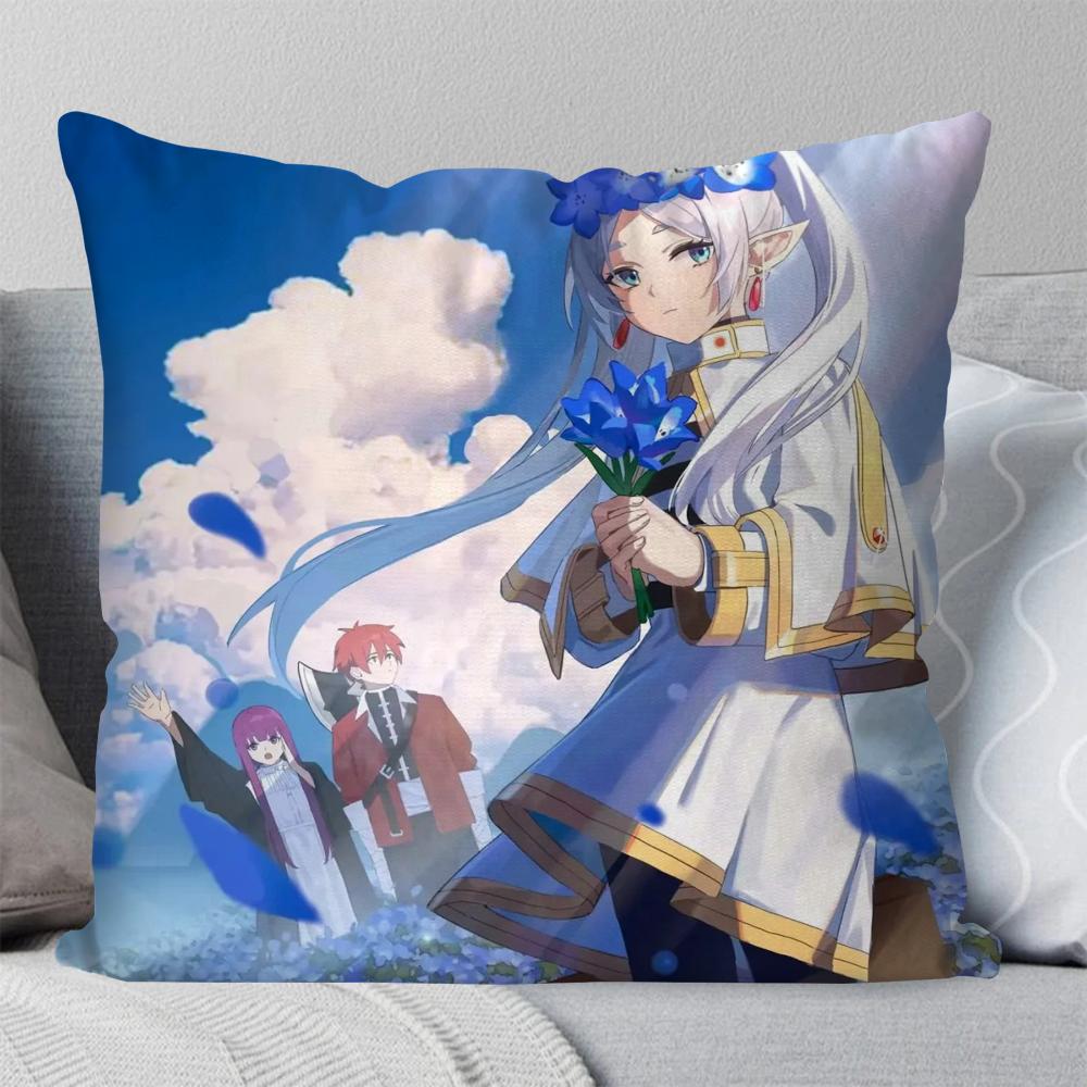 Animation Frieren Beyond Journeys End Pillow Case Square Pillow Bedroom Sofa Leisure ComfortCarLiving Room Home Decoration 40X40