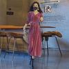2026 autumn loose new golden velvet dress long slim temperament long sleeve large size autumn dress women's long dress children
