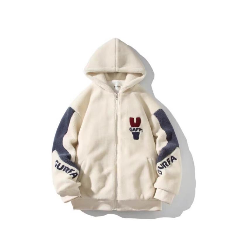 Men's Youth Lamb Plush Jacket - Warm, Thick, Hooded Cotton Coat for Teens and Students.